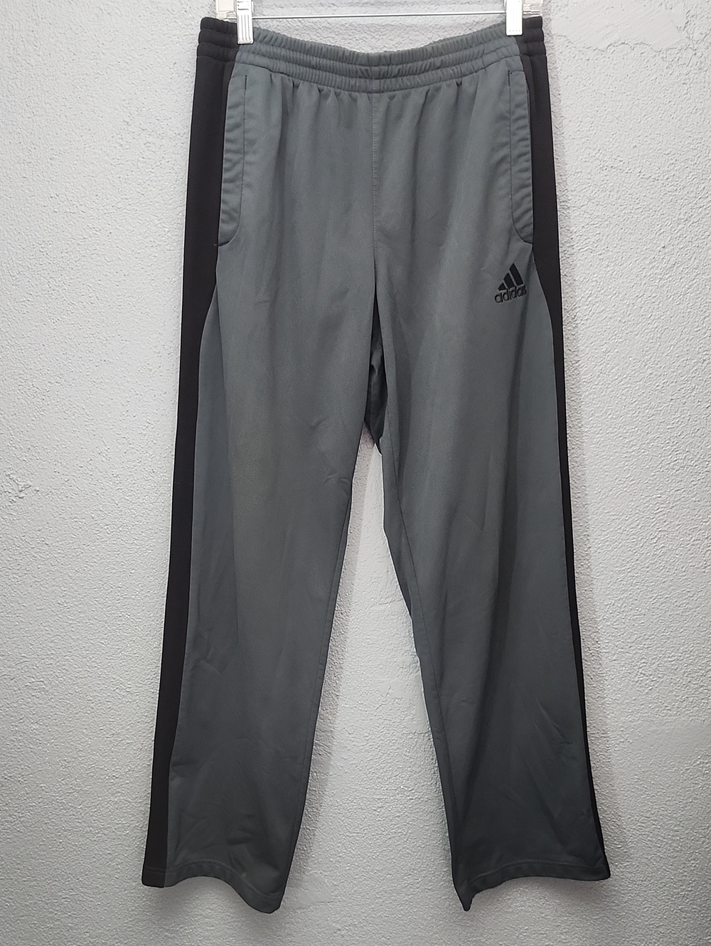 adidas Gray Track Pants with Black Side Stripes